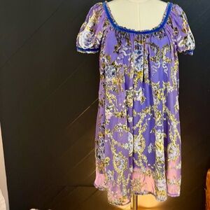 Free People Beautiful Blooms Velvet Floral Babydoll Mini Dress Purple